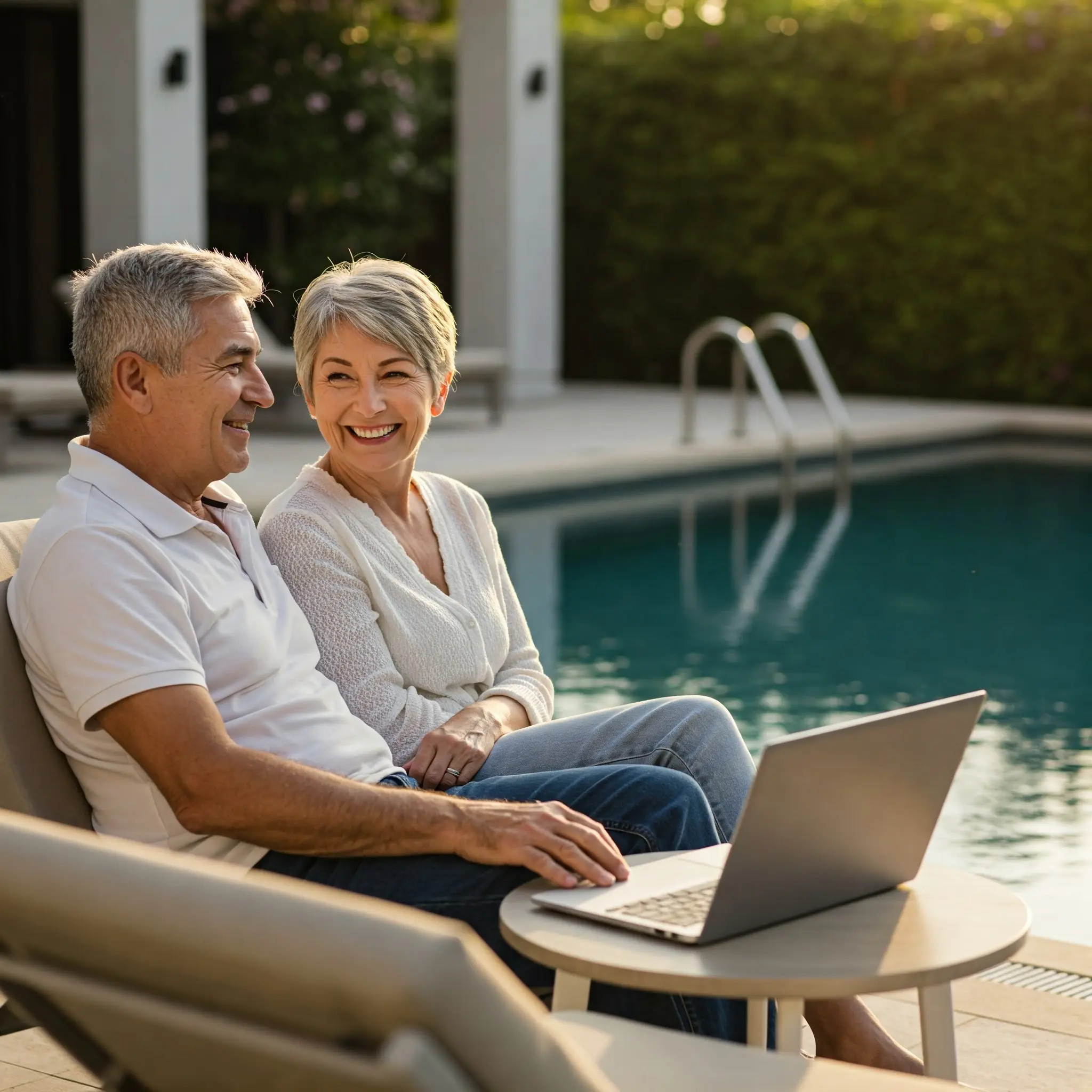 Couple by pool